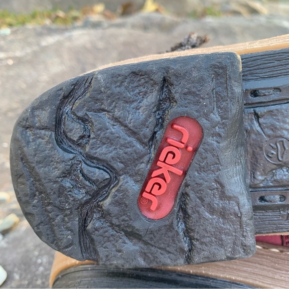 Rieker Z6771-35 Fee 93 Burgundy Red Floral Vegan Foldover Ankle Bootie Boot - Picture 14 of 16